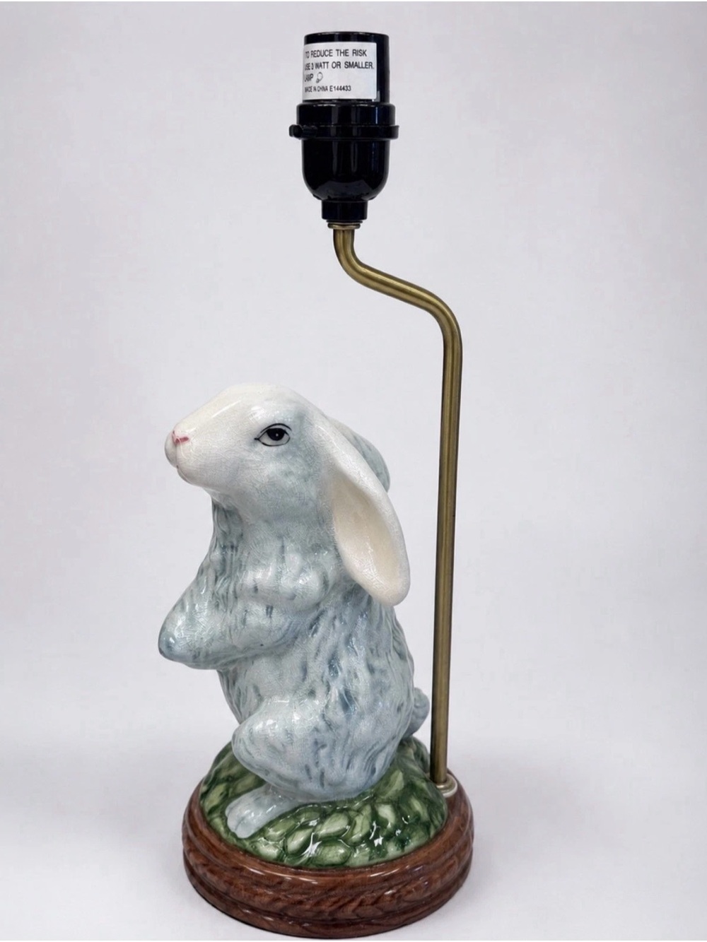 Vintage Crackle light  Blue  Rabbit Bunny Table Lamp